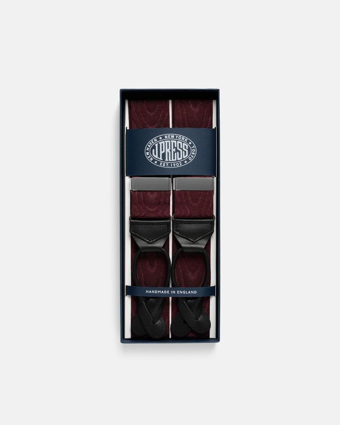 Made-in-England Wine Silk Moire Braces