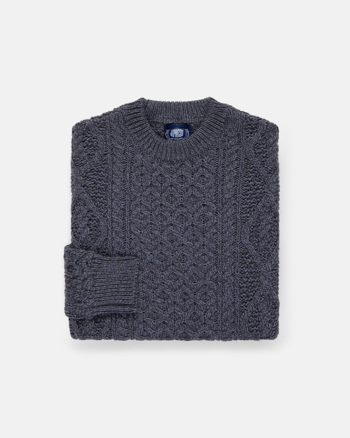 Made-in-Ireland Charcoal Aran Fisherman's Sweater
