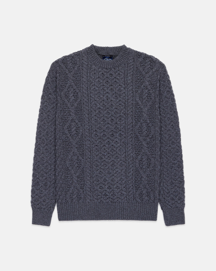 Made-in-Ireland Charcoal Aran Fisherman's Sweater