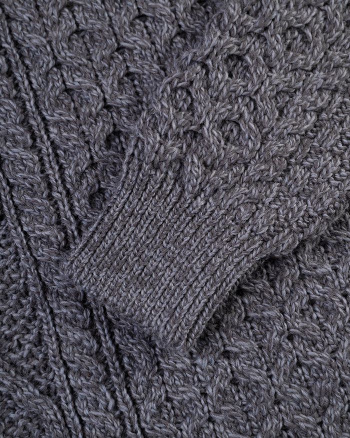 Made-in-Ireland Charcoal Aran Fisherman's Sweater