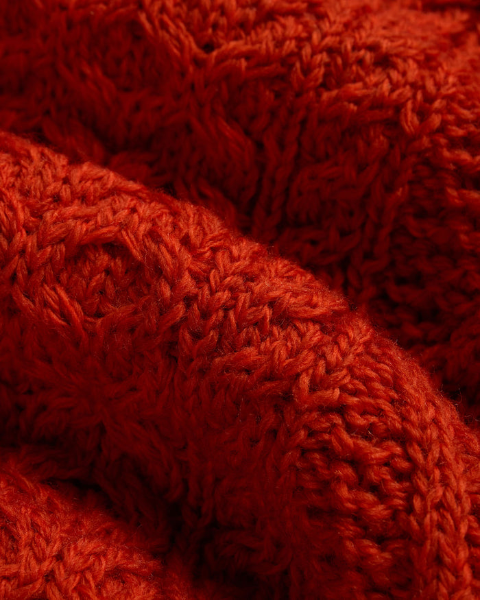 Made-in-Ireland Orange Marl Aran Fisherman’s Sweater