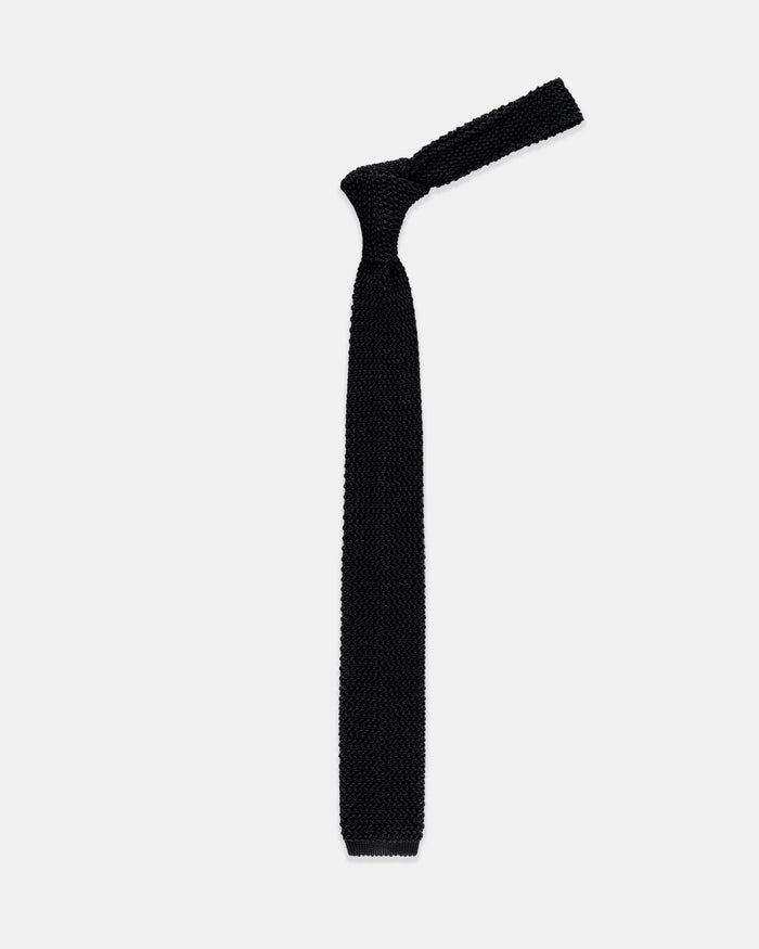 Made-in-Italy Black Silk Knit Tie