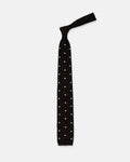 Made-in-Italy Black & White Dots Silk Knit Tie