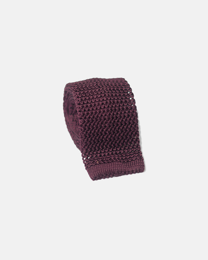 Made-in-Italy Burgundy Silk Knit Tie
