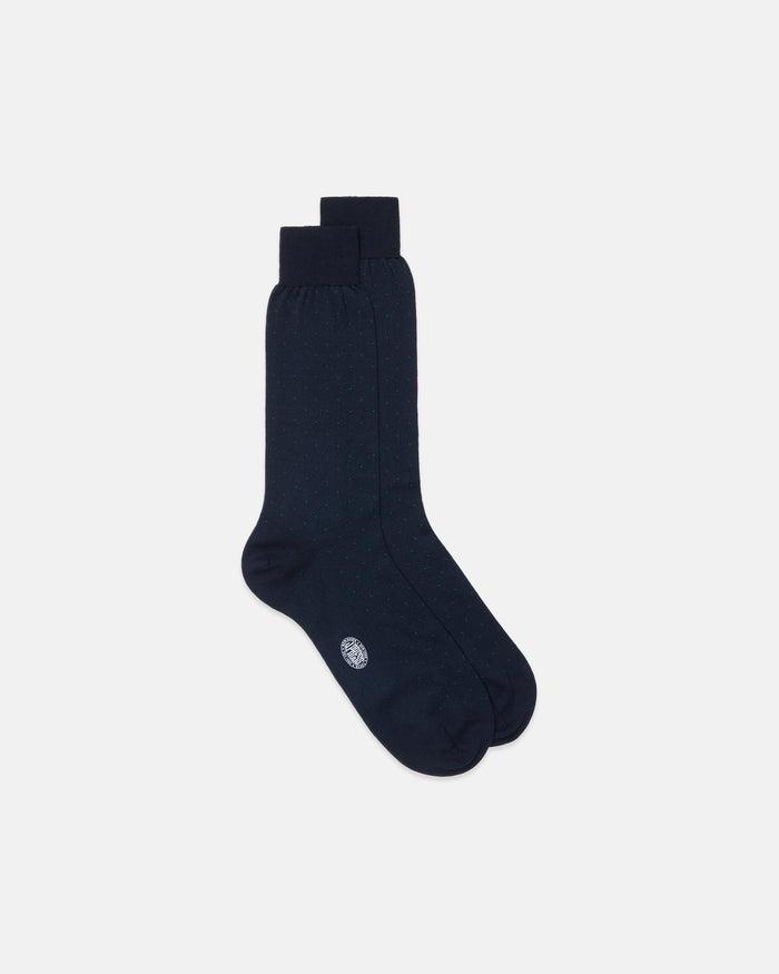 Made-in-Italy Green Mini Polka-Dot Mid-calf Wool Sock