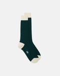 Made-in-Italy Green & White Heel & Toe Wool Mid-Calf Socks