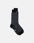 Made-in-Italy Grey & Black Houndscheck Wool Mid-Calf Socks