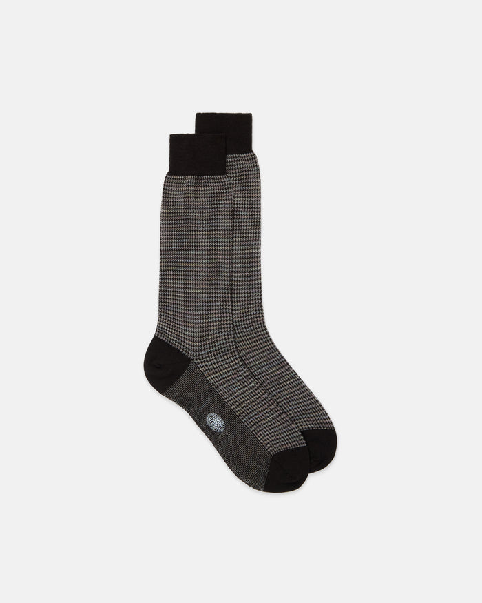 Made-in-Italy Multi Houndscheck Wool Mid-Calf Socks