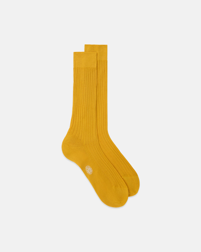 Made-in-Italy Mustard Cotton Mid-Calf Socks