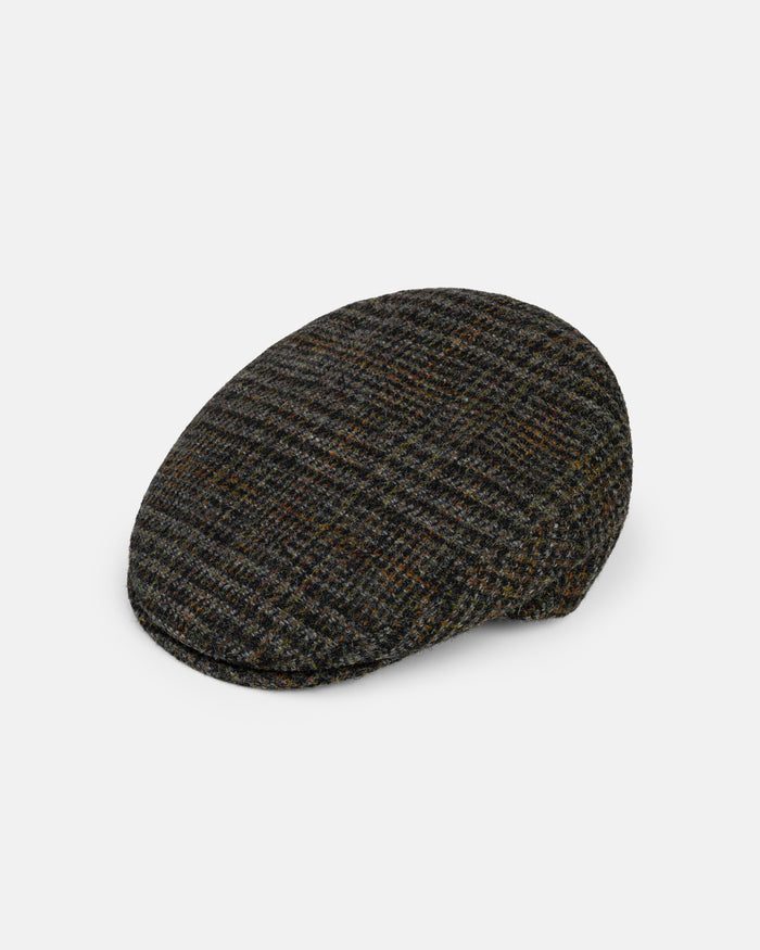 Made-in-Italy Olive Glen Plaid Harris Tweed Ivy Cap