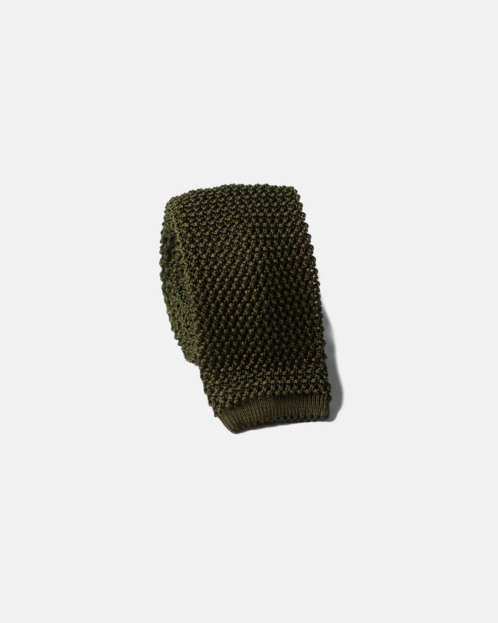 Made-in-Italy Olive Silk Knit Tie
