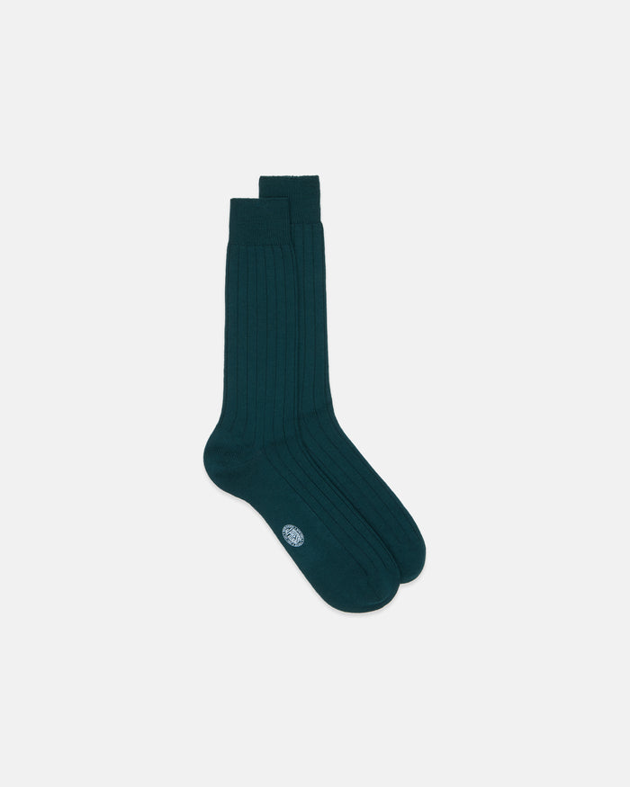 Made-in-Italy Racing Green Mid-calf Ribbed Wool Socks