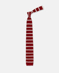 Made-in-Italy Red & White Bar Stripe Silk Knit Tie