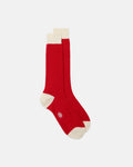 Made-in-Italy Red & White Heel & Toe Wool Mid-Calf Socks