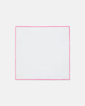 Made-in-Italy White with Pink Edge Linen Pocket Square