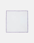 Made-in-Italy White with Purple Edge Linen Pocket Square