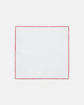 Made-in-Italy White with Red Edge Linen Pocket Square