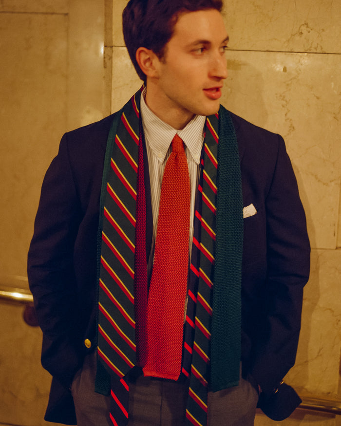 Made-in-Japan Green Regimental Silk Tie