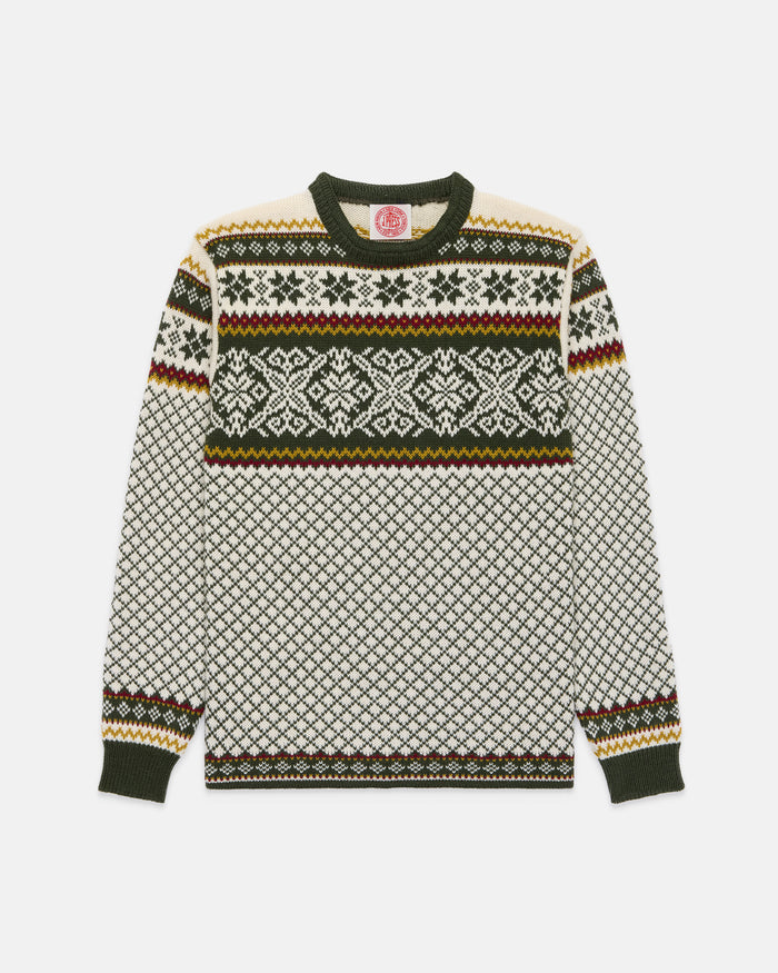 Made-in-Norway Green Norwegian Crewneck Ski Sweater