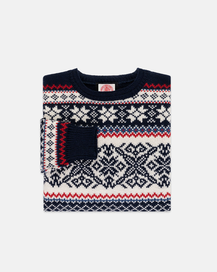 Made-in-Norway Navy Norwegian Crewneck Ski Sweater
