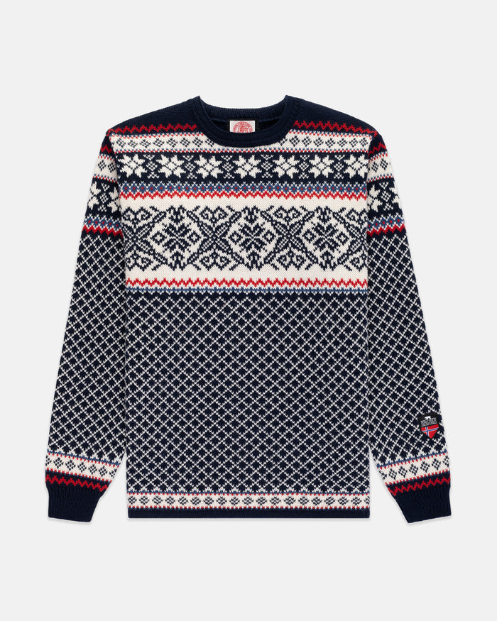 Made-in-Norway Navy Norwegian Crewneck Ski Sweater