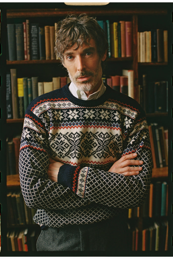 Made-in-Norway Navy Norwegian Crewneck Ski Sweater