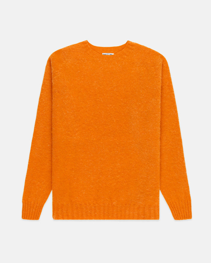 Made-in-Scotland Autumn Orange Shaggy Dog Sweater  - Trim Fit