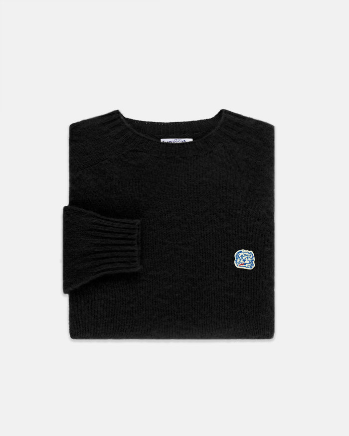 Made-in-Scotland Black Shaggy Dog Icon Sweater  - Trim Fit