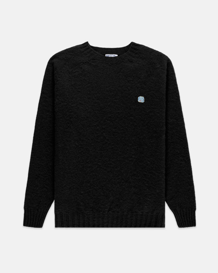 Made-in-Scotland Black Shaggy Dog Icon Sweater  - Trim Fit