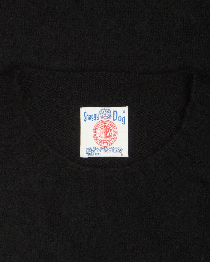 Made-in-Scotland Black Shaggy Dog Icon Sweater  - Trim Fit