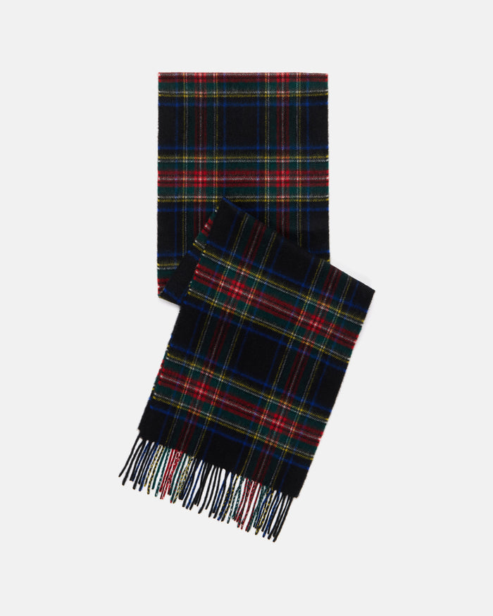 Made-in-Scotland Black Stewart Tartan Cashmere Muffler