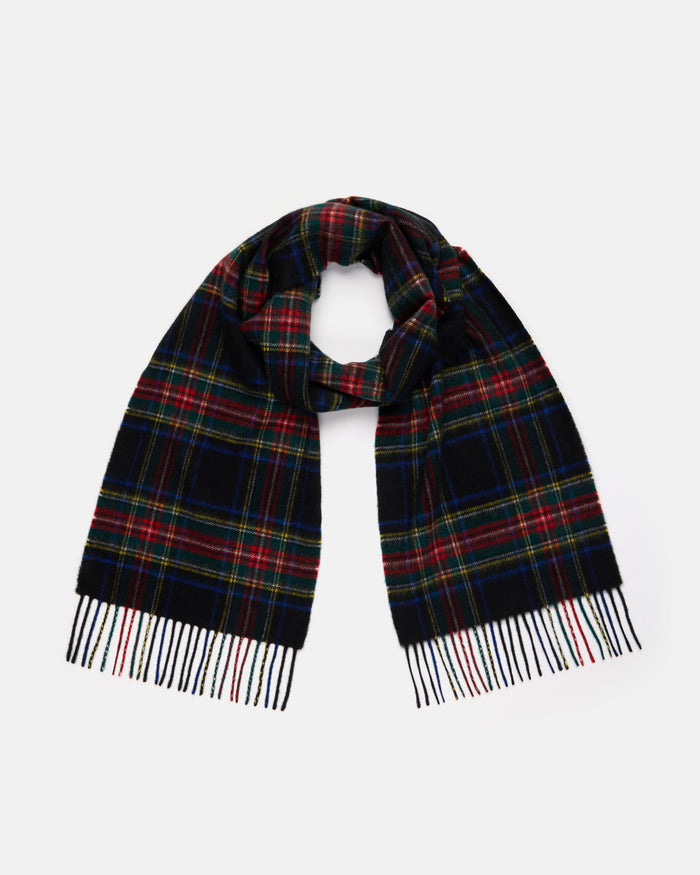 Made-in-Scotland Black Stewart Tartan Cashmere Muffler