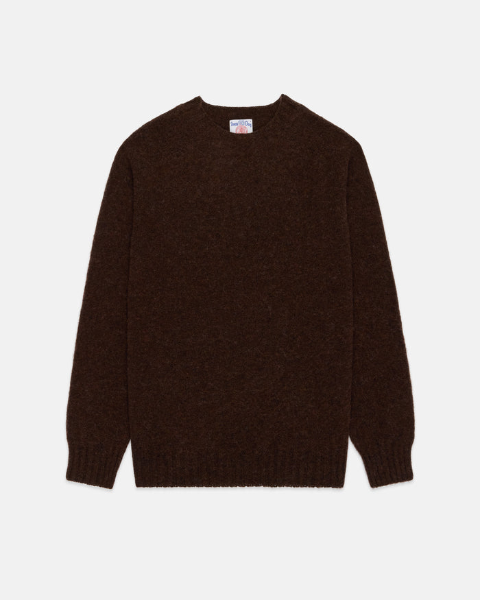 Made-in-Scotland Brown Shaggy Dog Sweater  - Trim Fit