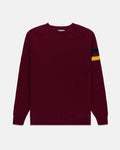 Made-in-Scotland Burgundy Sleeve Stripe Shaggy Dog Sweater  - Trim Fit