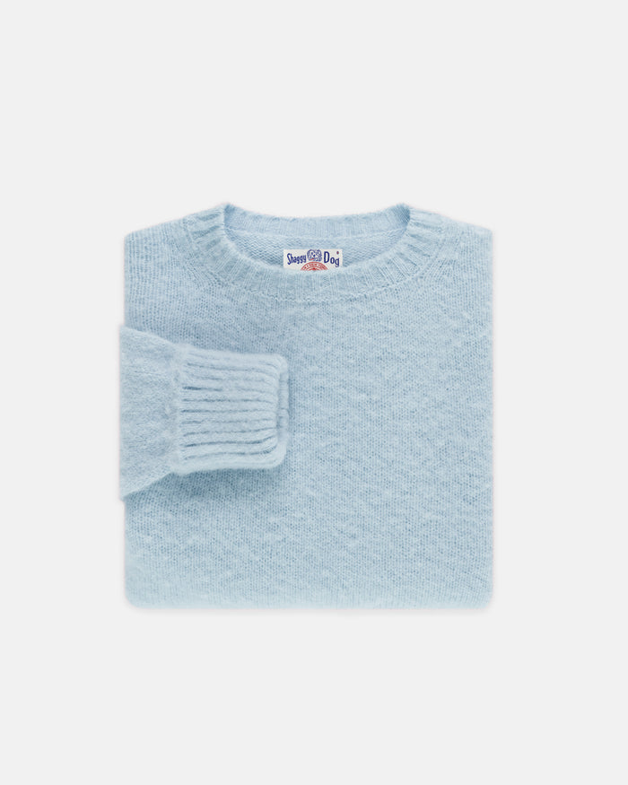 Made-in-Scotland China Blue Shaggy Dog Sweater - Classic Fit