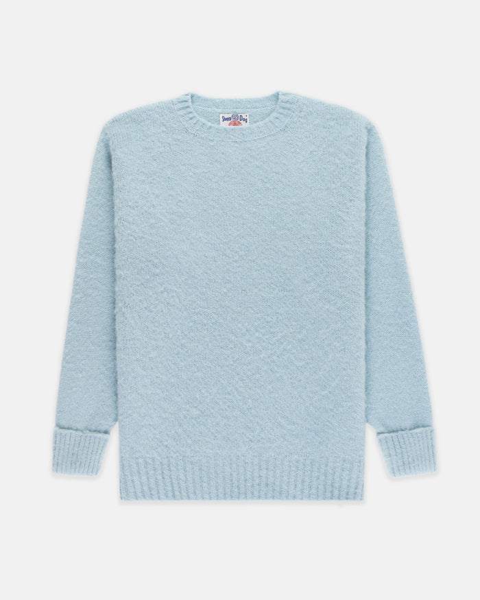 Made-in-Scotland China Blue Shaggy Dog Sweater - Classic Fit