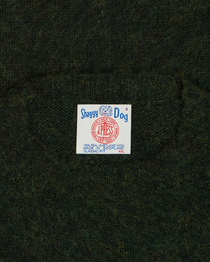 Made-in-Scotland Dark Green Marl Shaggy Dog Sweater - Classic Fit
