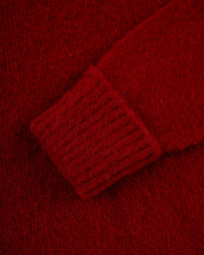 Made-in-Scotland Dark Red Shaggy Dog Sweater - Classic Fit