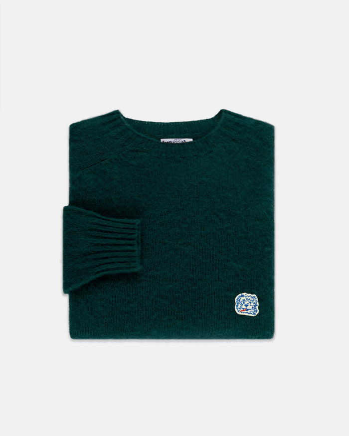 Made-in-Scotland Forest Green Shaggy Dog Icon Sweater  - Trim Fit