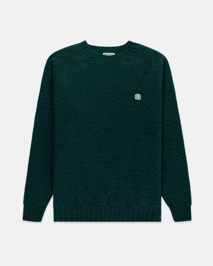 Made-in-Scotland Forest Green Shaggy Dog Icon Sweater  - Trim Fit
