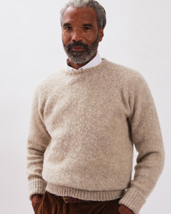 Made-in-Scotland Ivory Shaggy Dog Sweater - Classic Fit