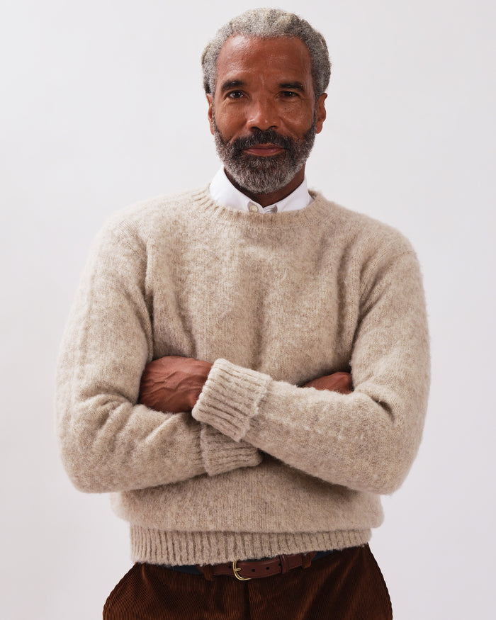Made-in-Scotland Ivory Shaggy Dog Sweater - Classic Fit