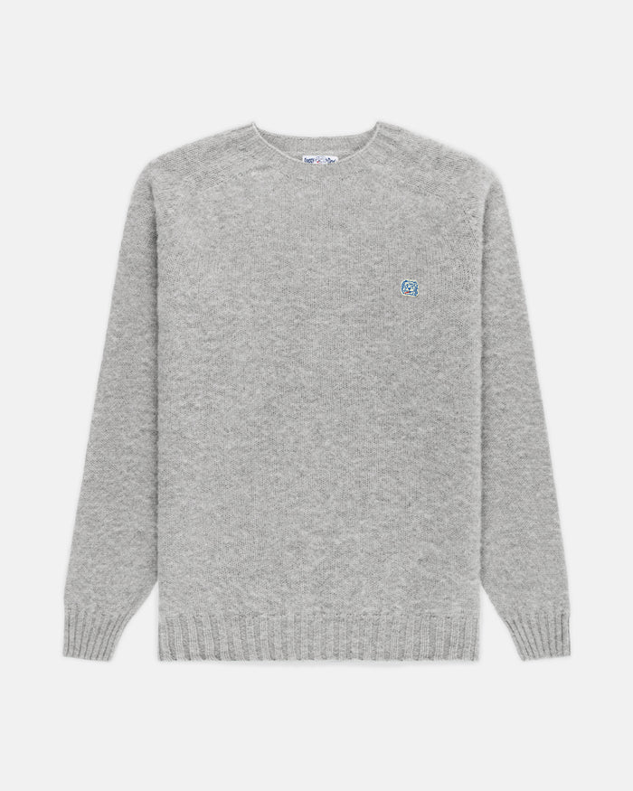 Made-in-Scotland Light Grey Shaggy Dog Icon Sweater  - Trim Fit