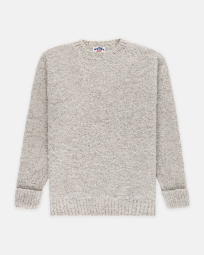 Made-in-Scotland Light Grey Shaggy Dog Sweater - Classic Fit