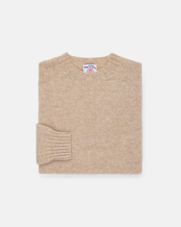 Made-in-Scotland Light Tan Shaggy Dog Sweater  - Trim Fit