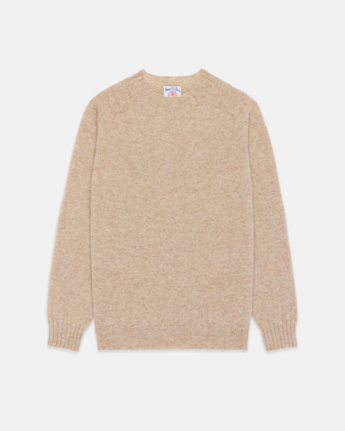 Made-in-Scotland Light Tan Shaggy Dog Sweater  - Trim Fit