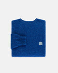 Made-in-Scotland Medium Blue Shaggy Dog Icon Sweater  - Trim Fit