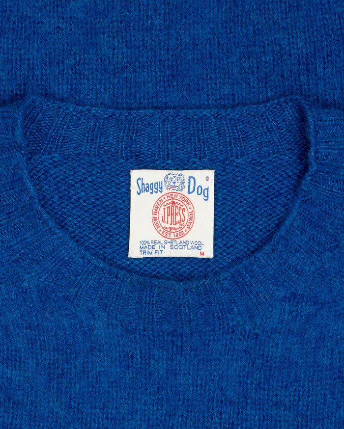 Made-in-Scotland Medium Blue Shaggy Dog Icon Sweater  - Trim Fit