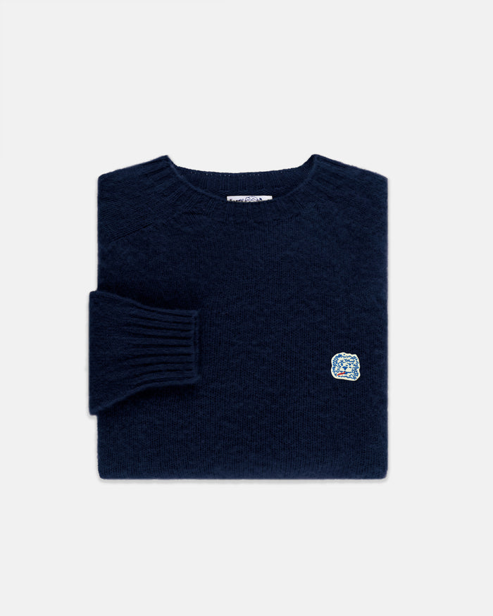 Made-in-Scotland Navy Shaggy Dog Icon Sweater  - Trim Fit