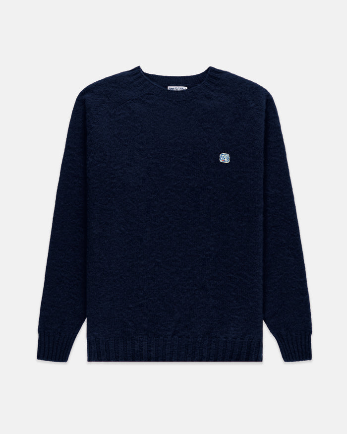 Made-in-Scotland Navy Shaggy Dog Icon Sweater  - Trim Fit